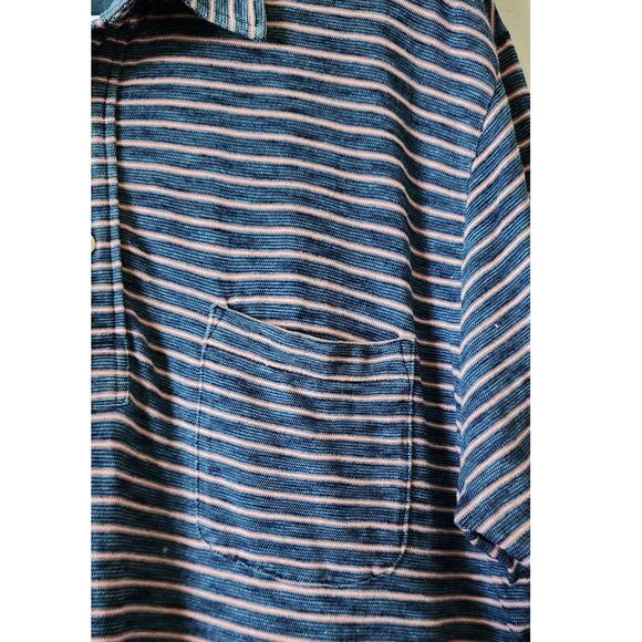Faherty Long Sleeve Cotton Striped Collared Polo Tee Shirt Medium - Picture 5 of 8